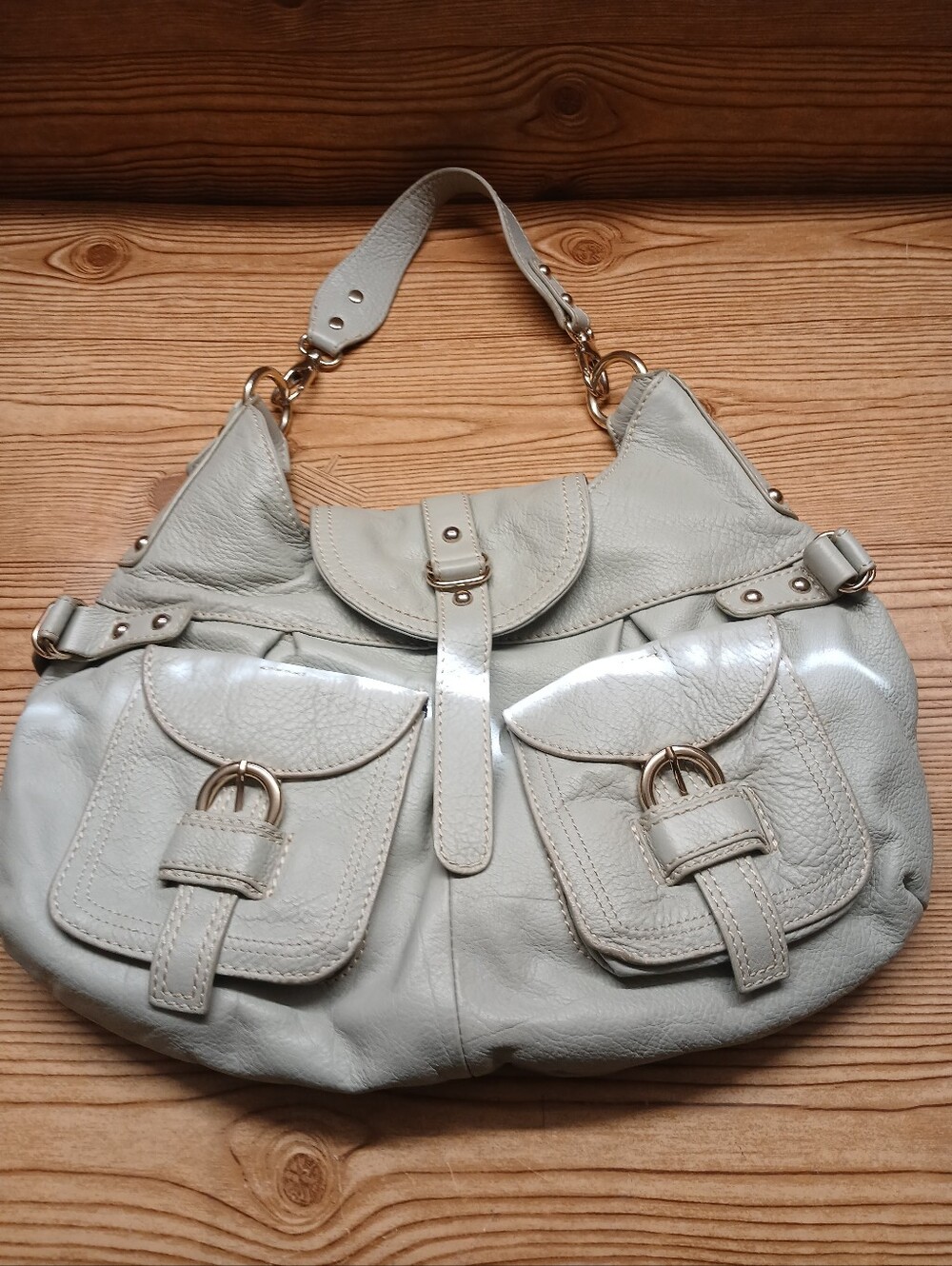 Classic Leather Satchel in Light Gray Women's Bag
